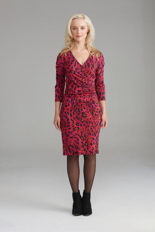 2261 Pink Leopard Print Wrap Dress ...